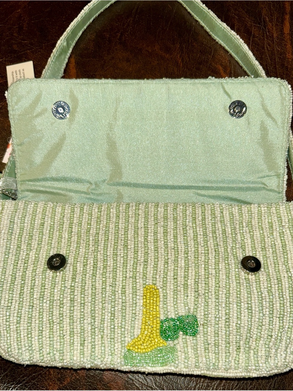 NWT VIRAL TJMAX MARSHALLS Pastel
Green Martini Stripe Beaded Shoulder
Bag Purse - Picture 11 of 15